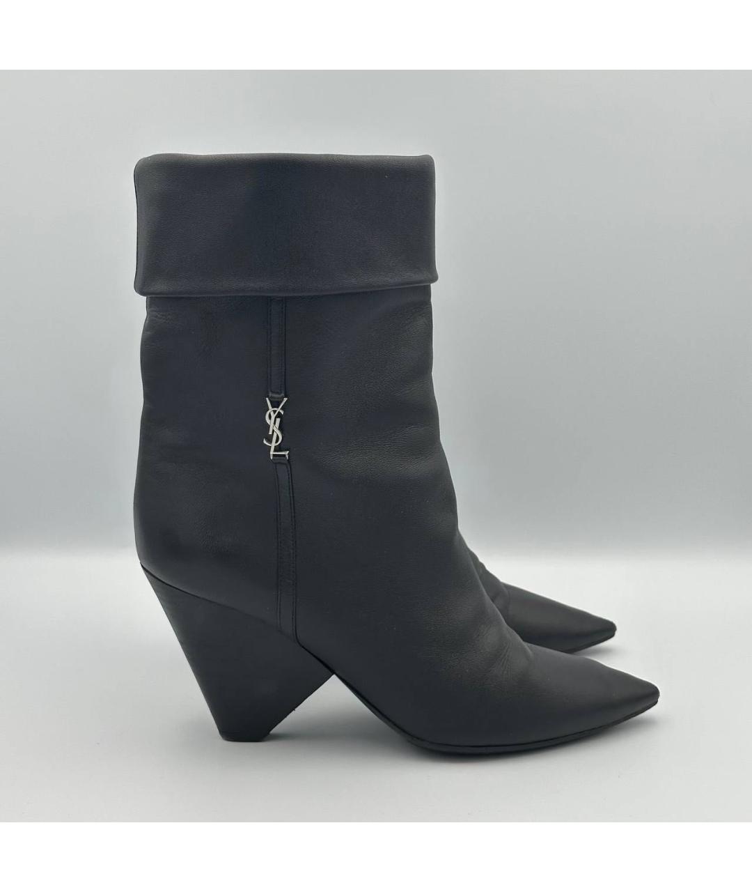 SAINT LAURENT Черные кожаные полусапоги, фото 6