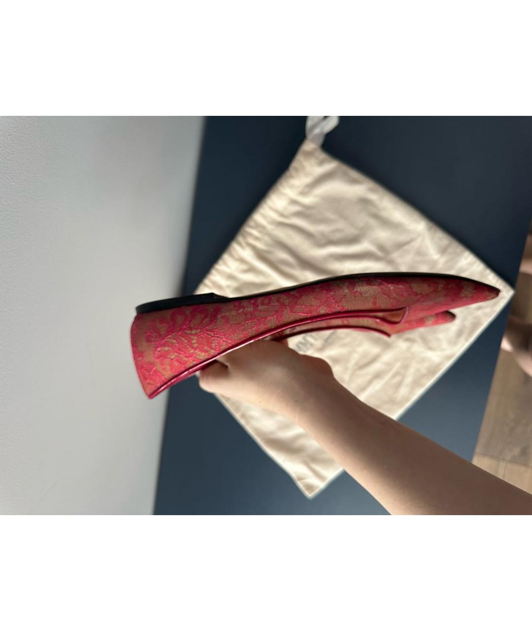 JIMMY CHOO Красные текстильные балетки, фото 7