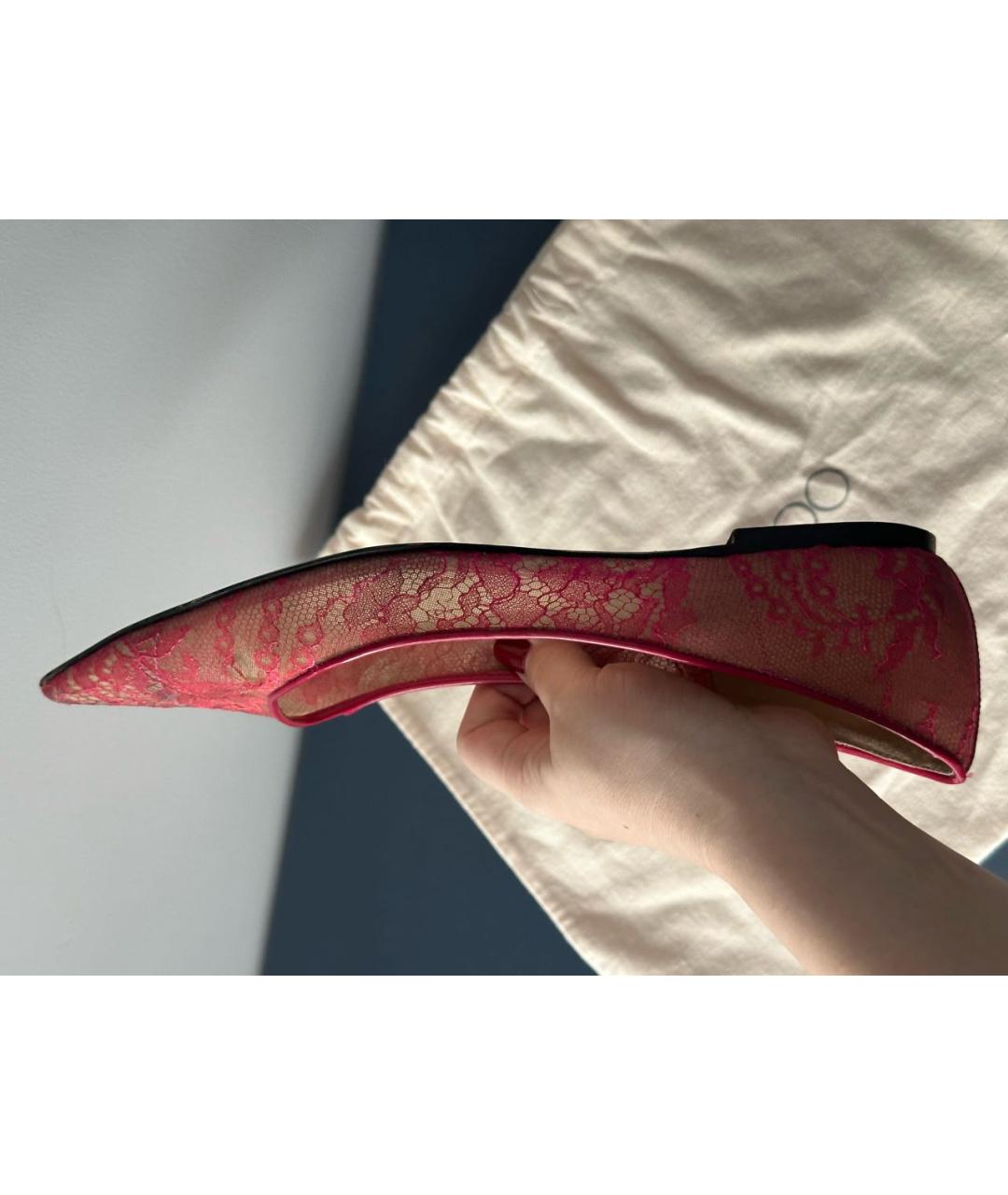 JIMMY CHOO Красные текстильные балетки, фото 6