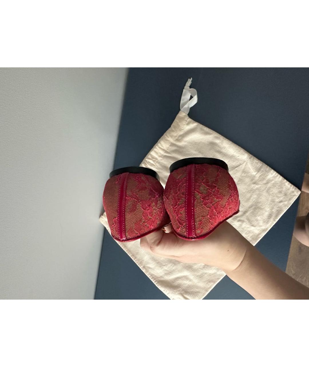 JIMMY CHOO Красные текстильные балетки, фото 4