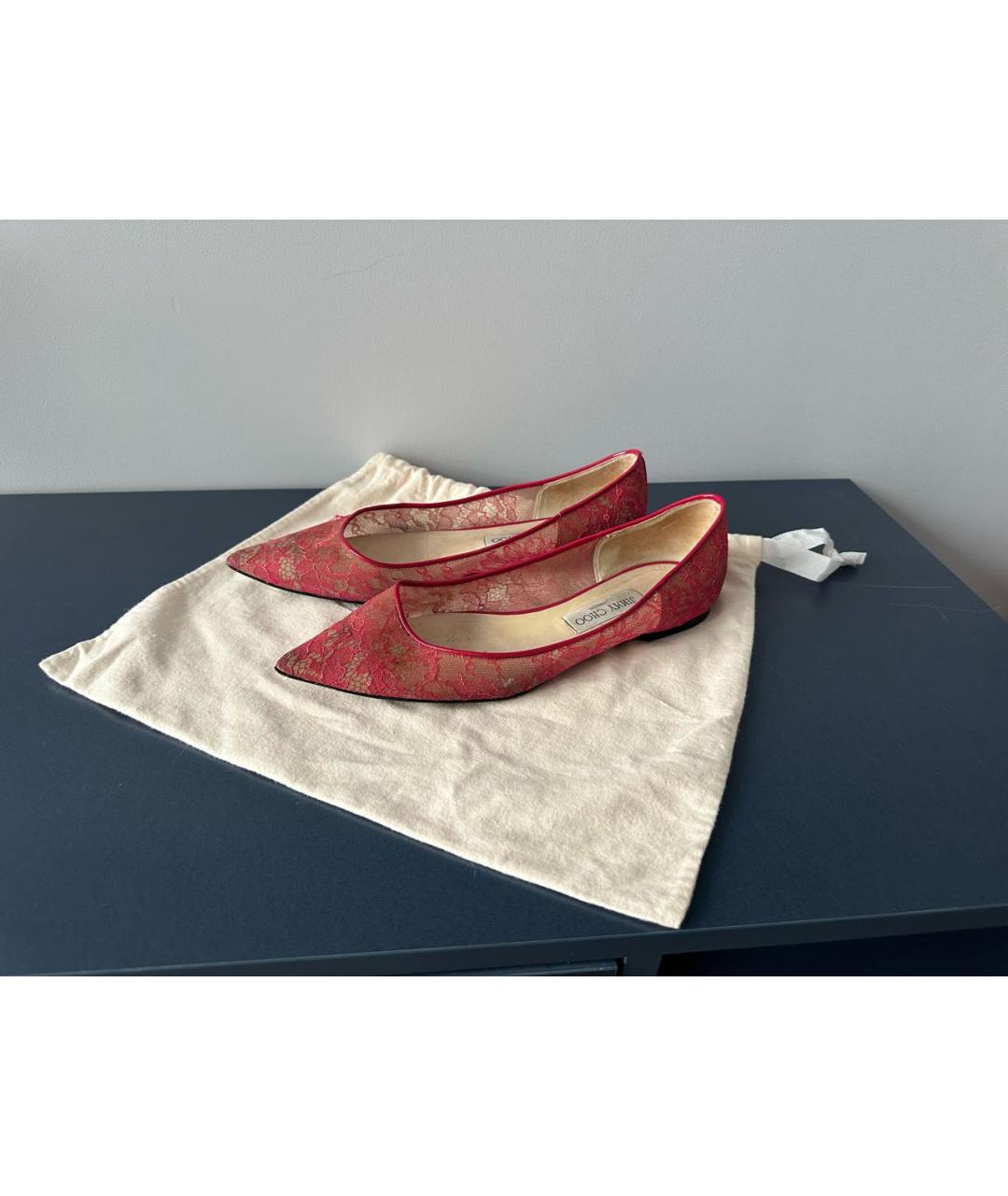 JIMMY CHOO Красные текстильные балетки, фото 8