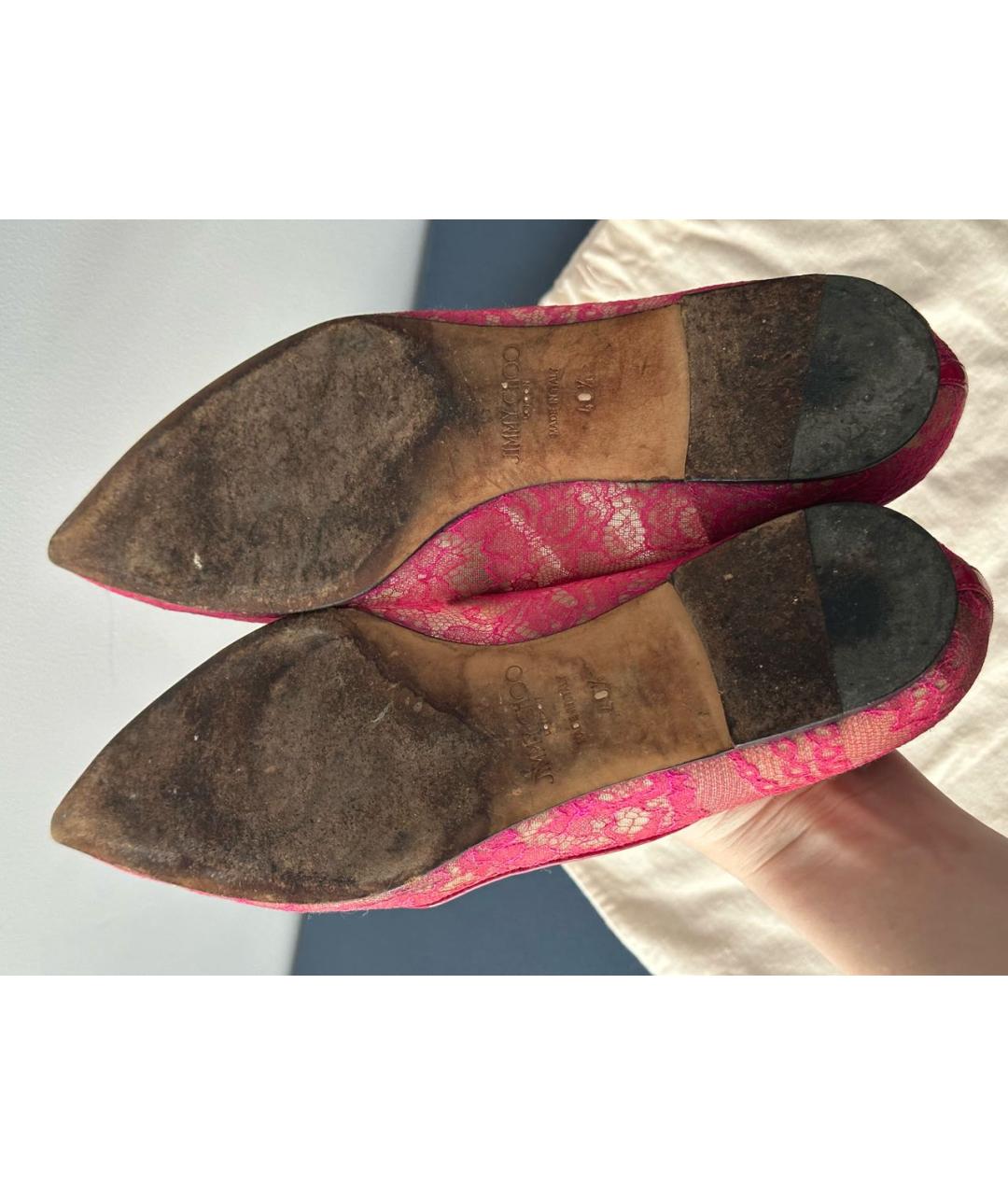 JIMMY CHOO Красные текстильные балетки, фото 5