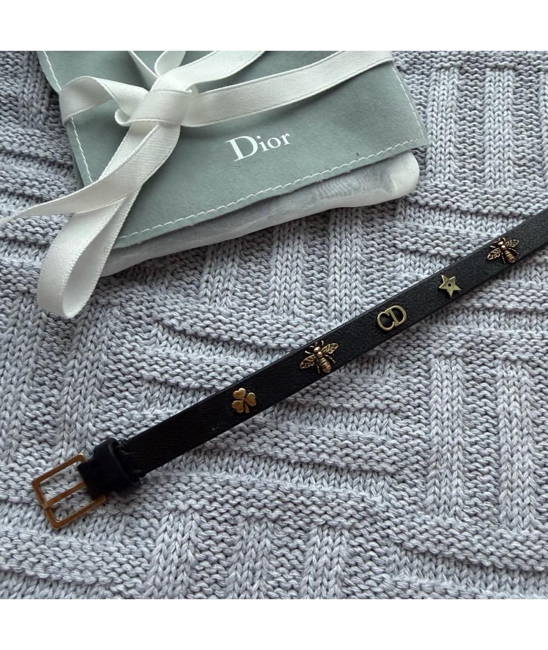 CHRISTIAN DIOR Черный кожаный браслет, фото 4