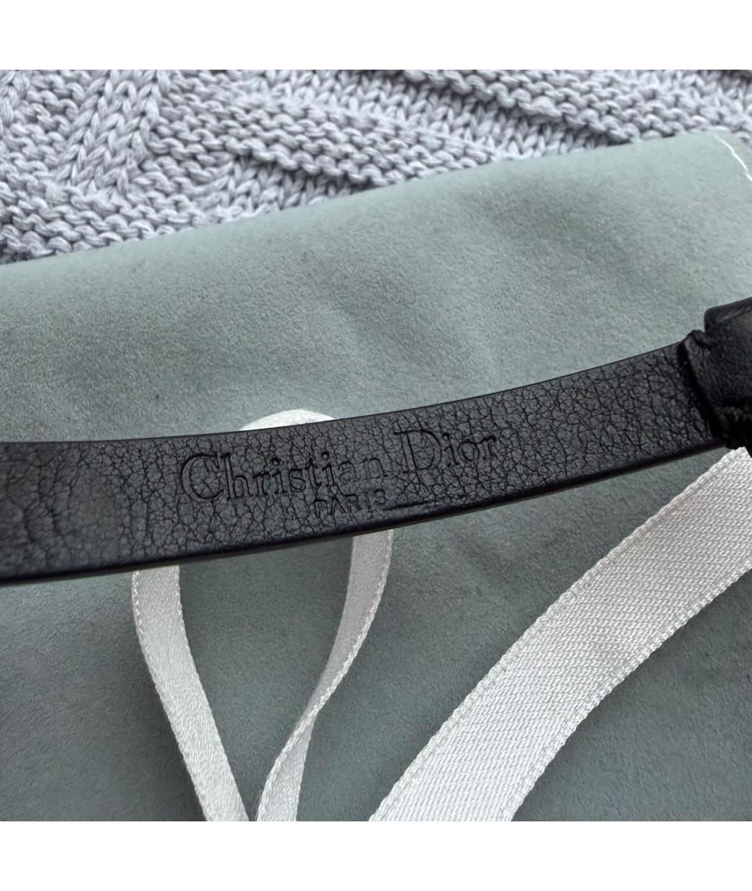 CHRISTIAN DIOR Черный кожаный браслет, фото 6