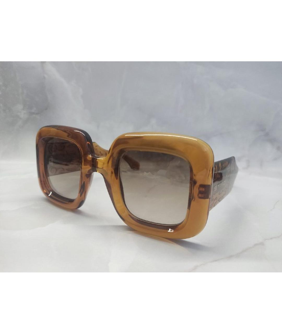 ETRO Коричневые пластиковые солнцезащитные очки, фото 2