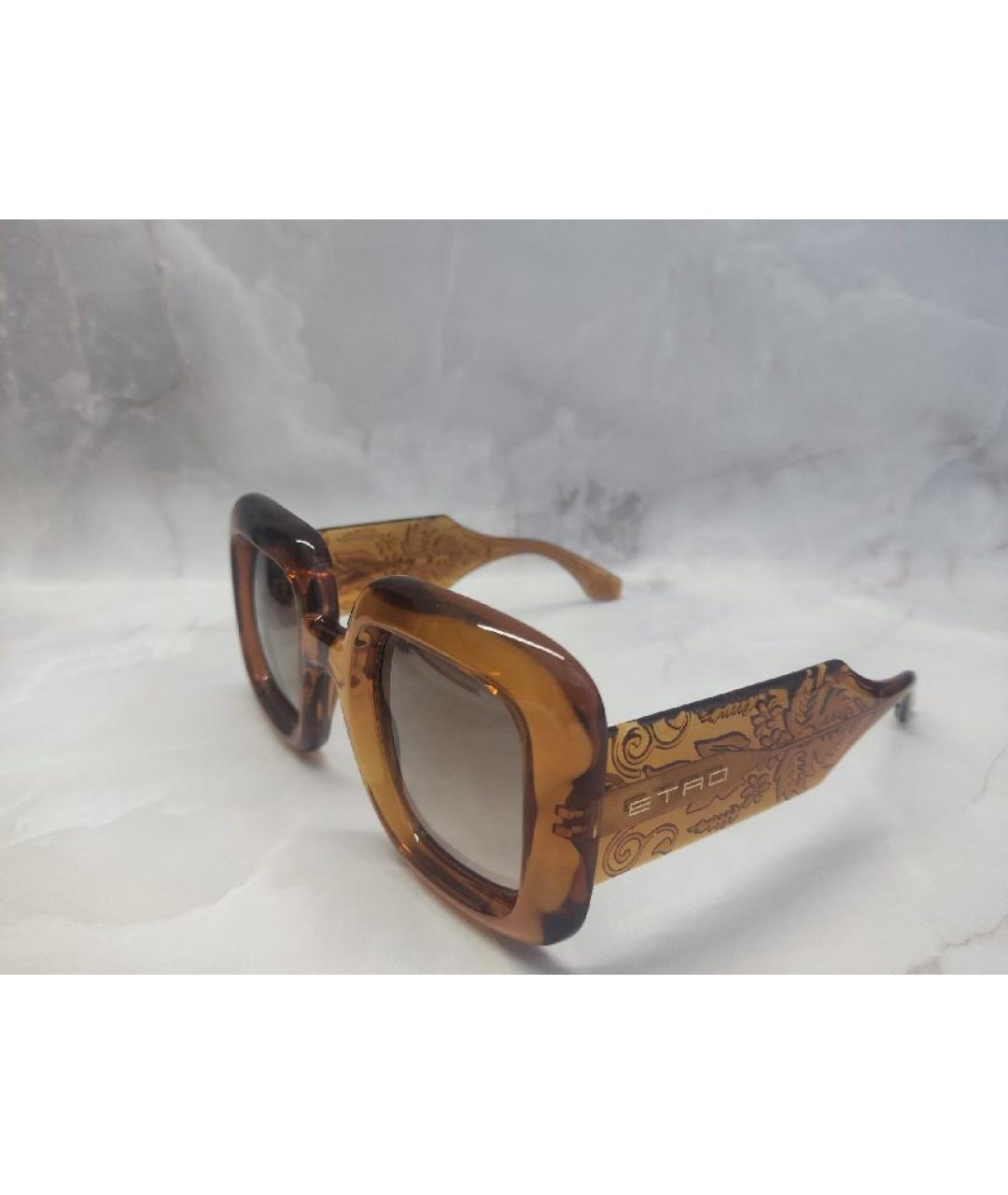ETRO Коричневые пластиковые солнцезащитные очки, фото 4