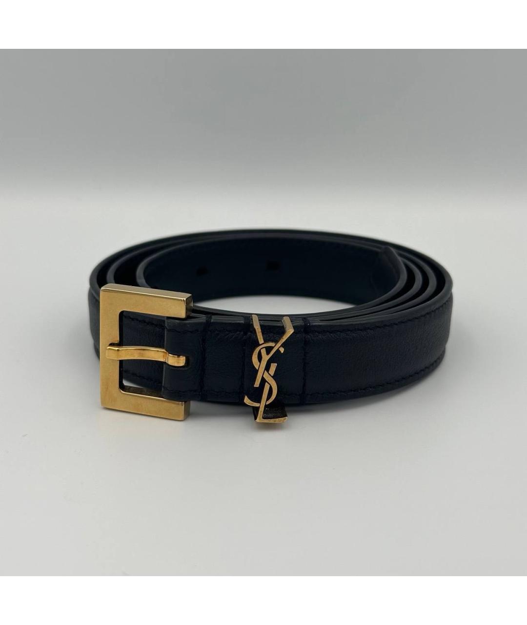 SAINT LAURENT Черный кожаный ремень, фото 4