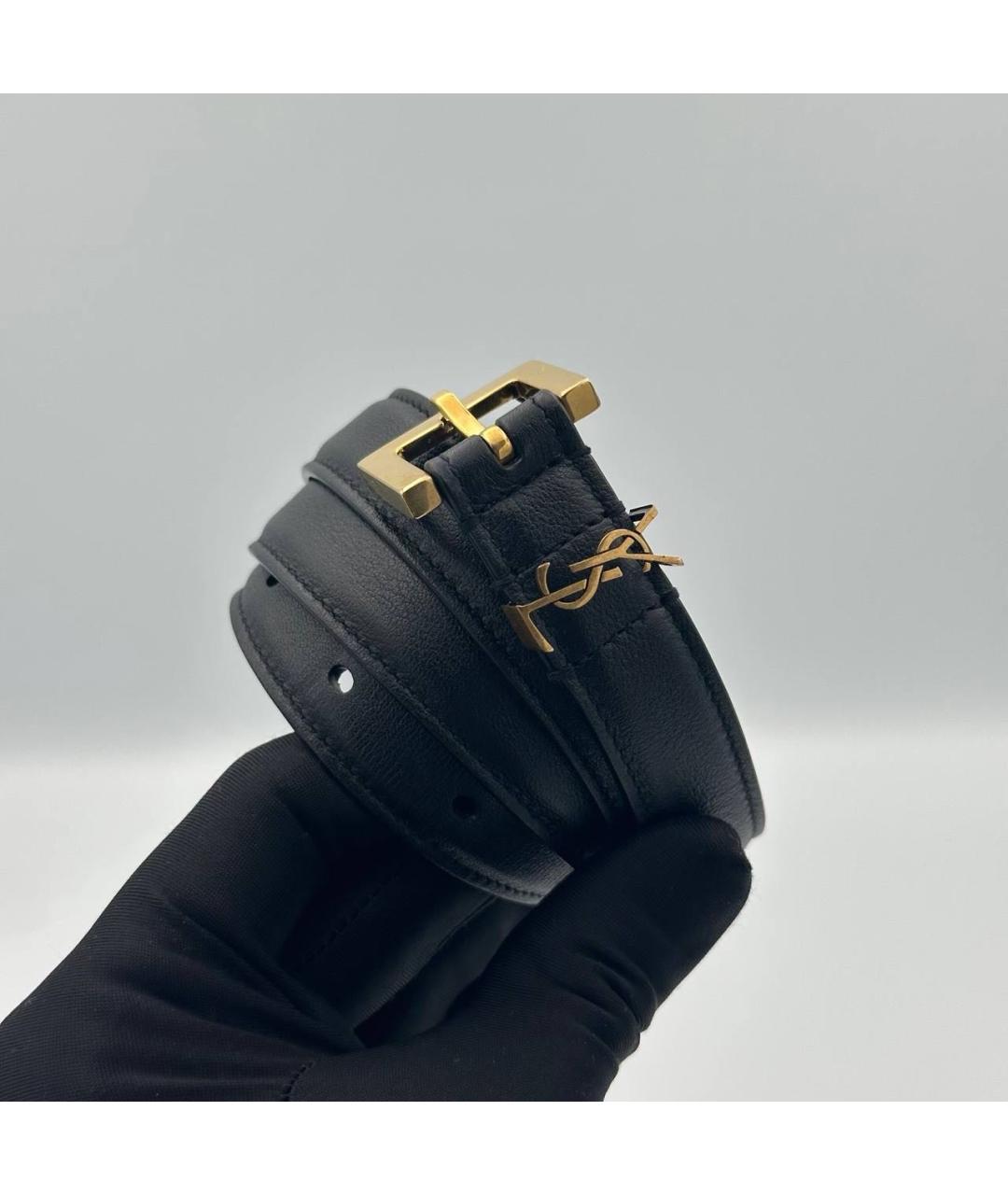 SAINT LAURENT Черный кожаный ремень, фото 2