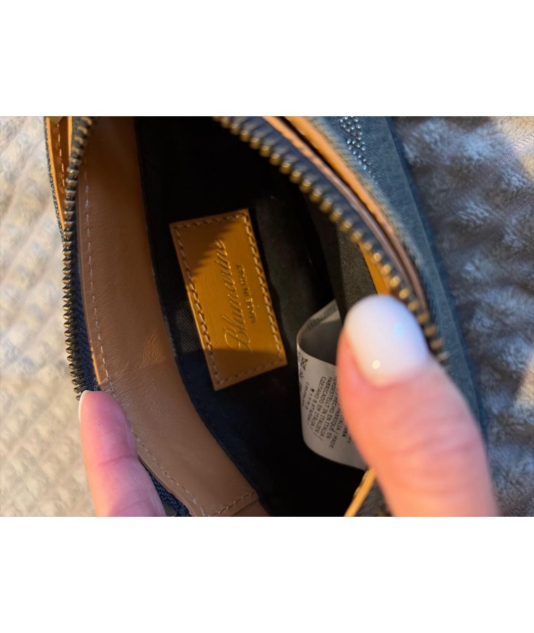 BLUMARINE Синяя деним сумка с короткими ручками, фото 4