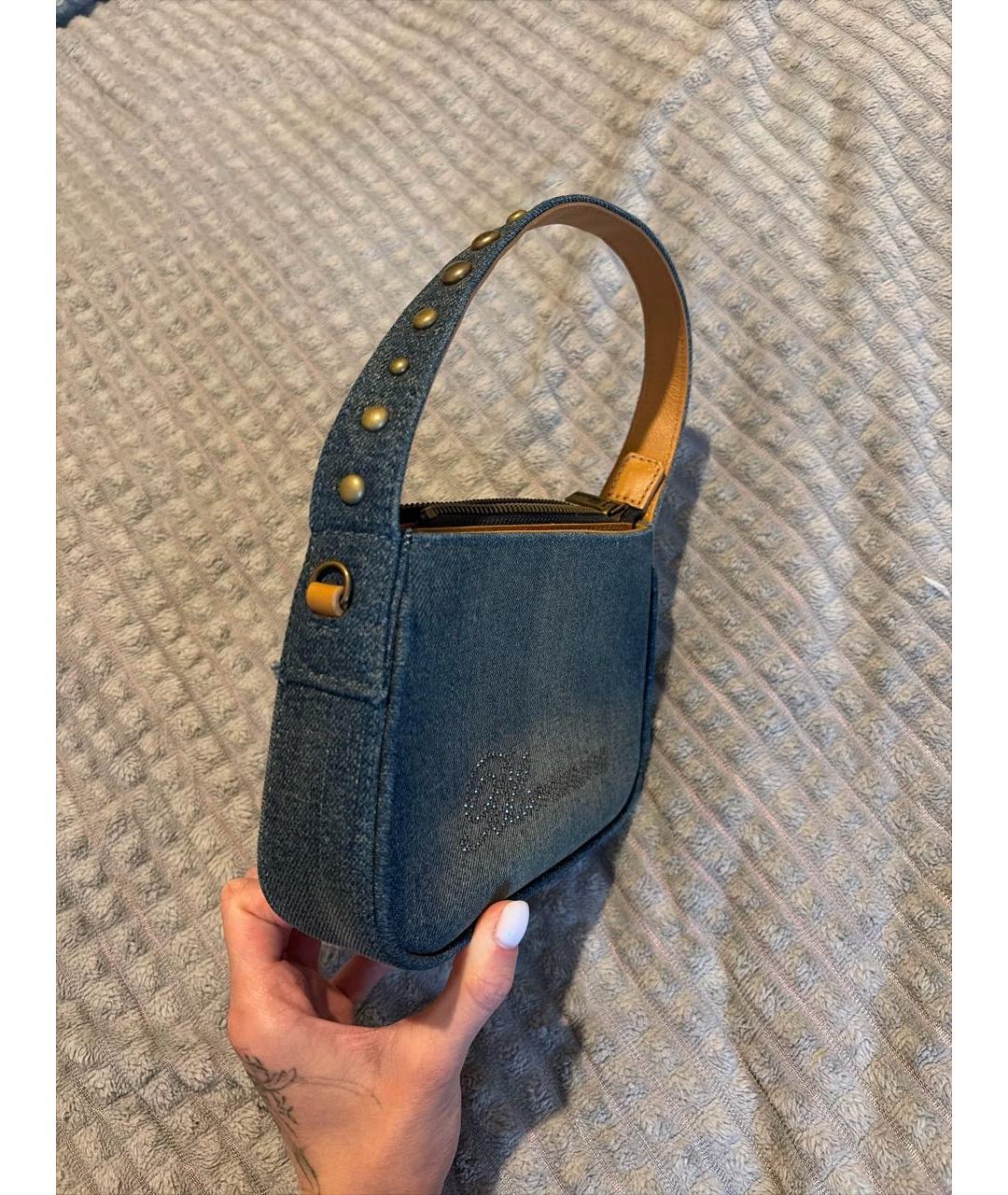 BLUMARINE Синяя деним сумка с короткими ручками, фото 2