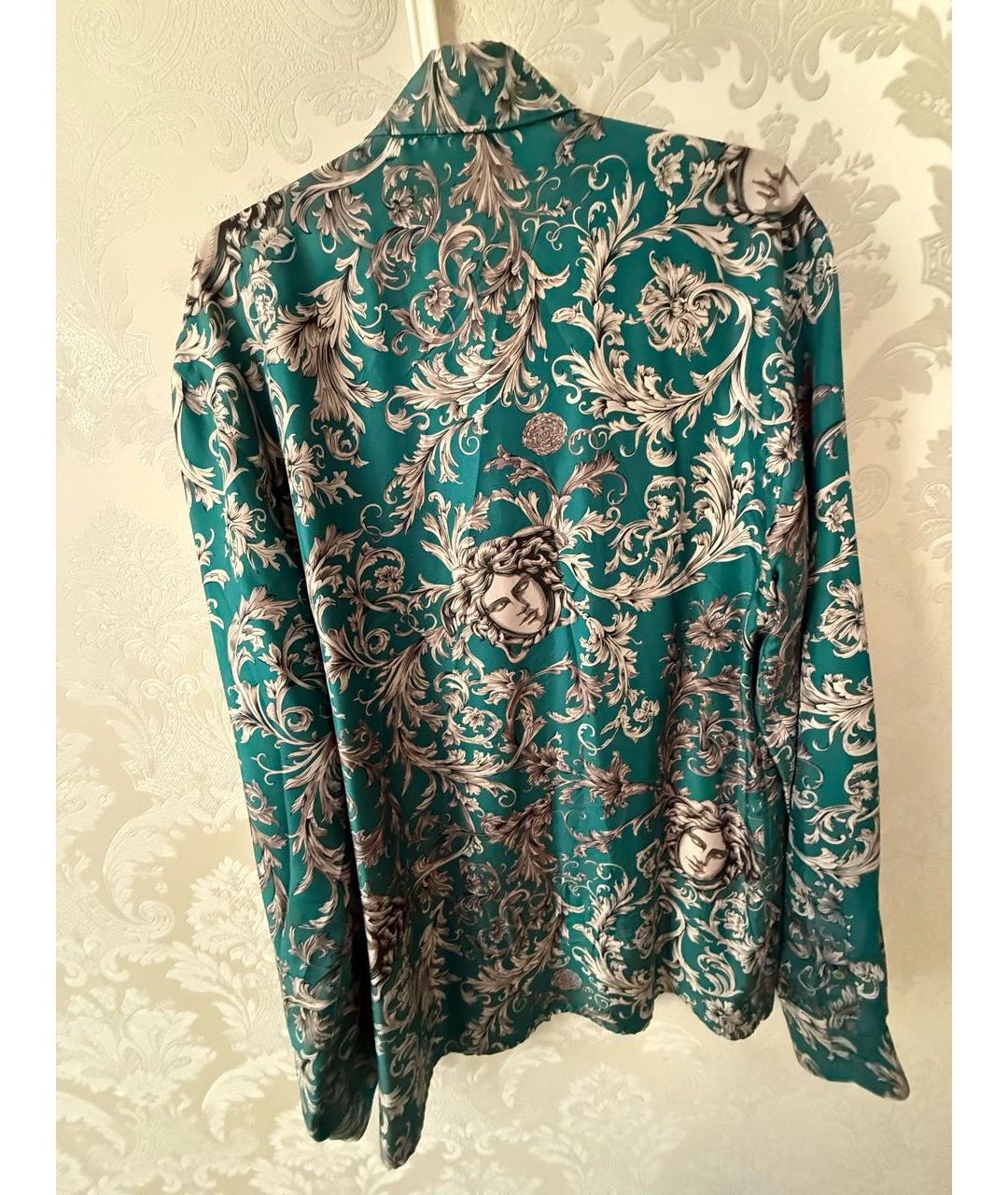 VERSACE Зеленая шелковая кэжуал рубашка, фото 2