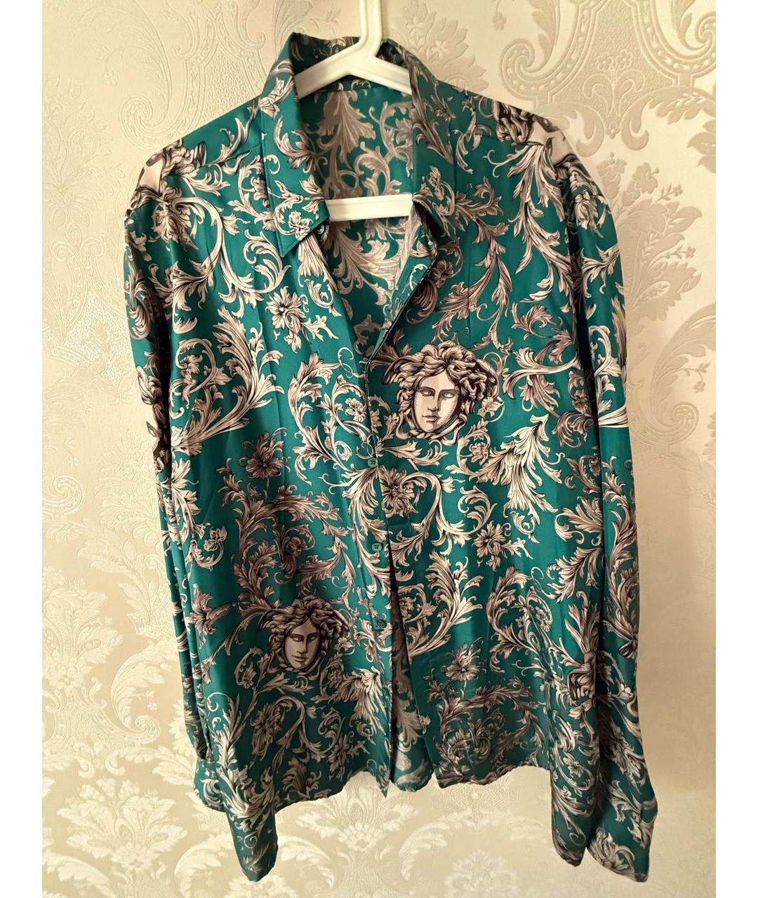 VERSACE Зеленая шелковая кэжуал рубашка, фото 3