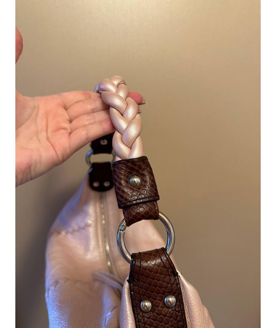 CELINE Розовая кожаная сумка с короткими ручками, фото 4