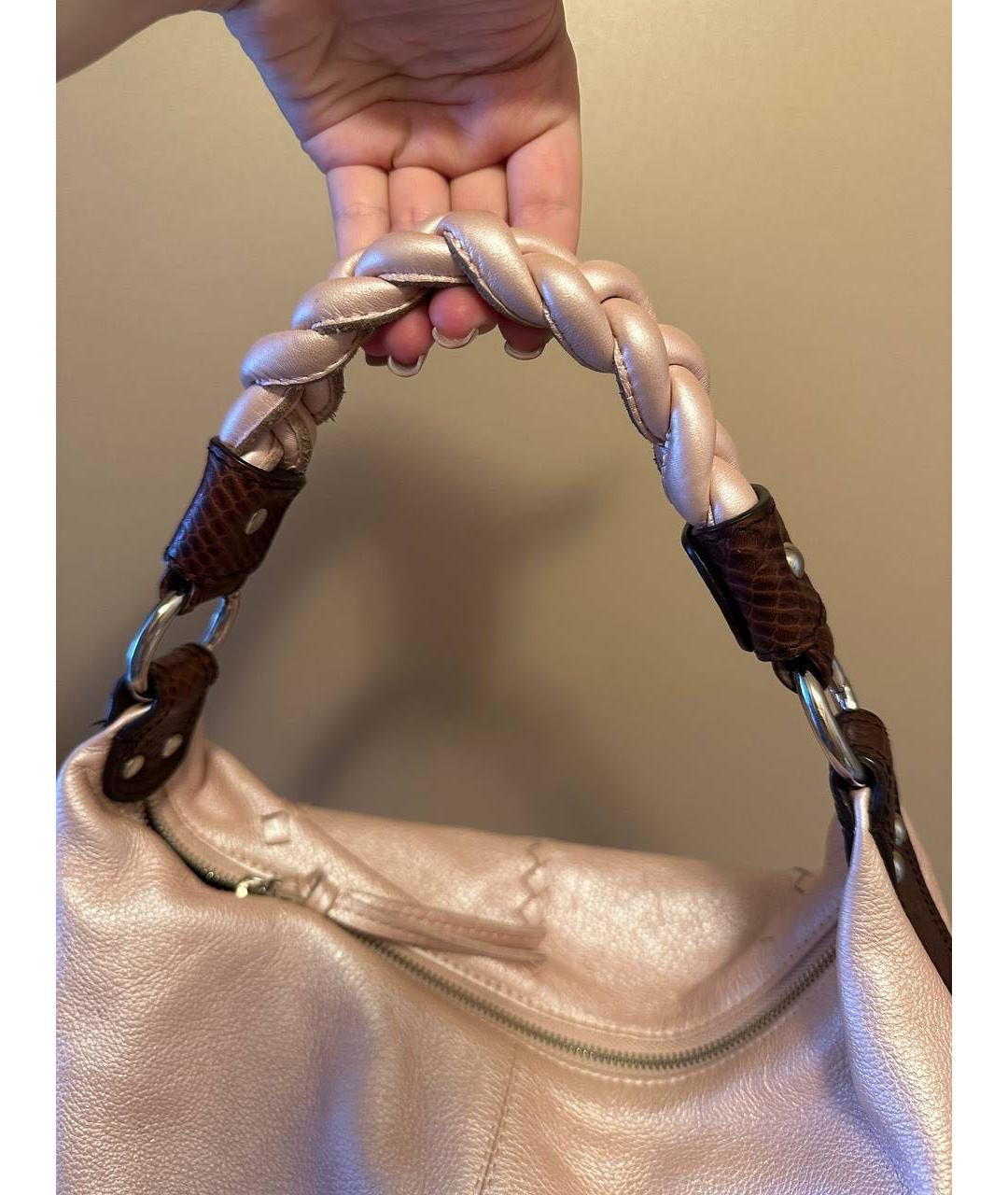 CELINE Розовая кожаная сумка с короткими ручками, фото 5