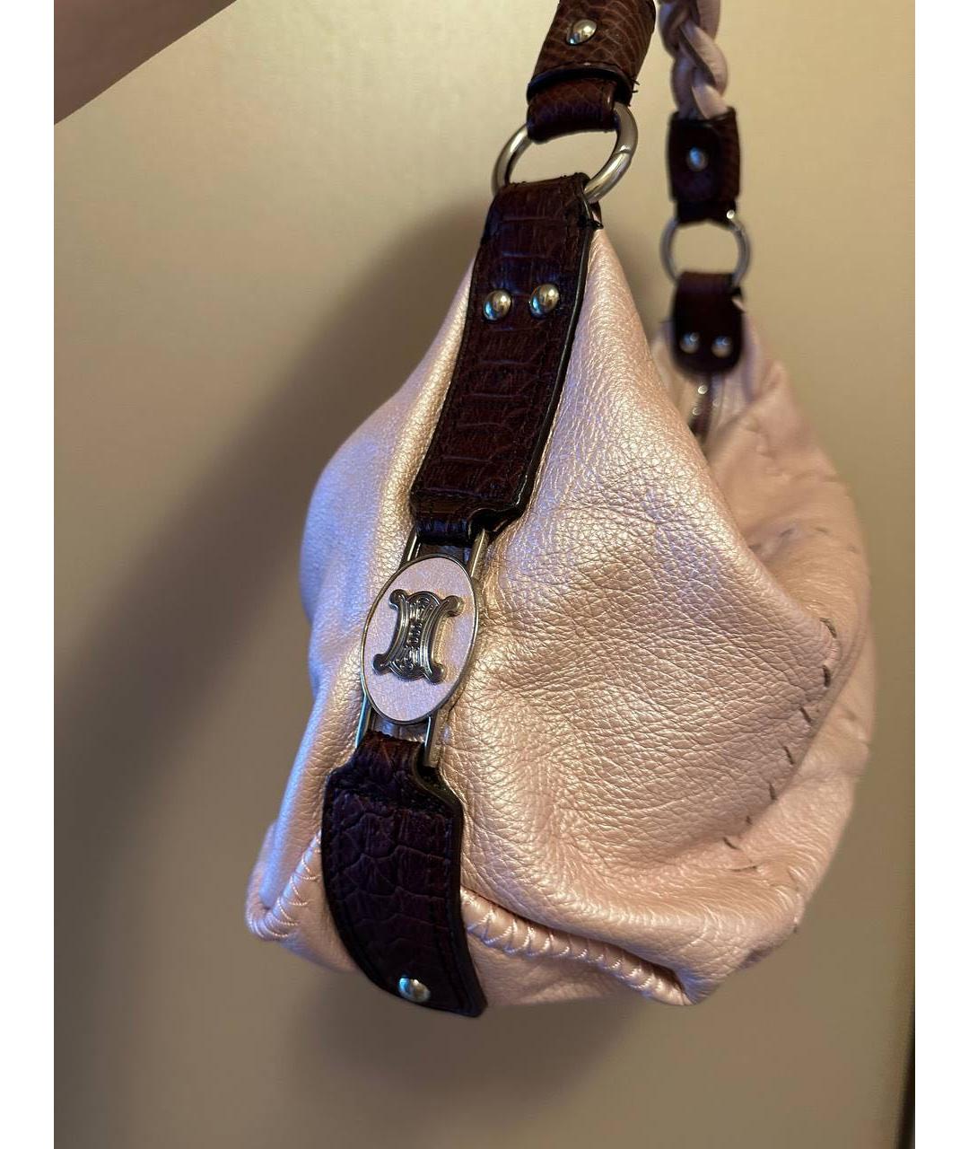 CELINE Розовая кожаная сумка с короткими ручками, фото 2