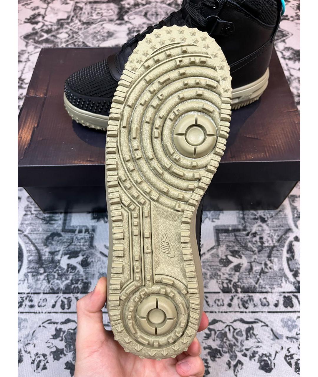 NIKE Черные кожаные высокие кроссовки / кеды, фото 3