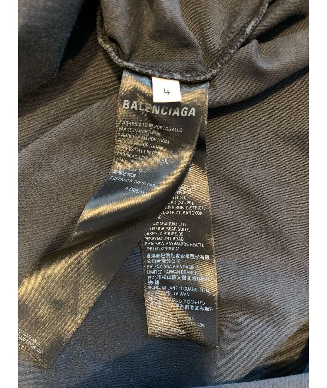 BALENCIAGA Антрацитовая хлопковая футболка, фото 6