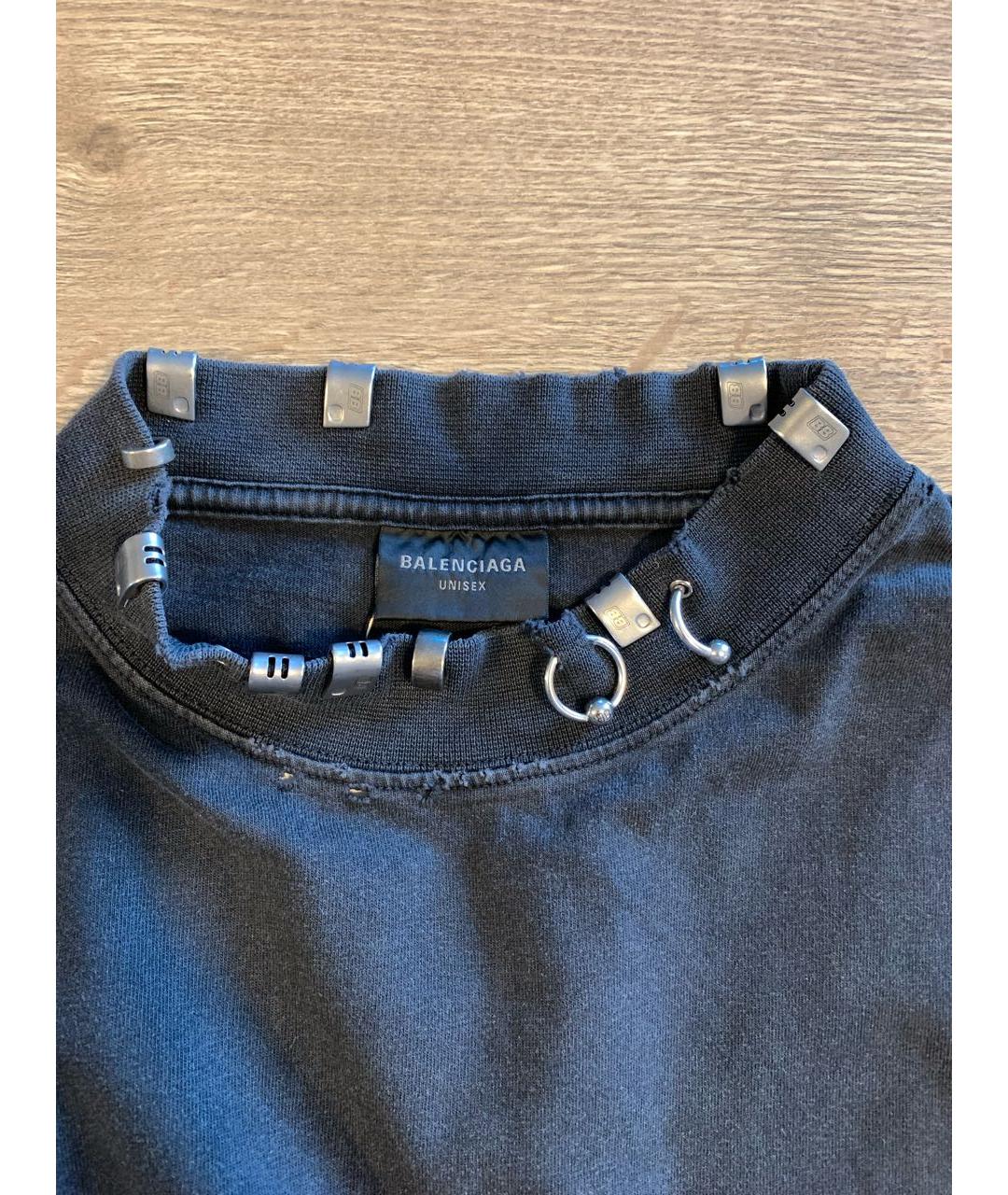 BALENCIAGA Антрацитовая хлопковая футболка, фото 4