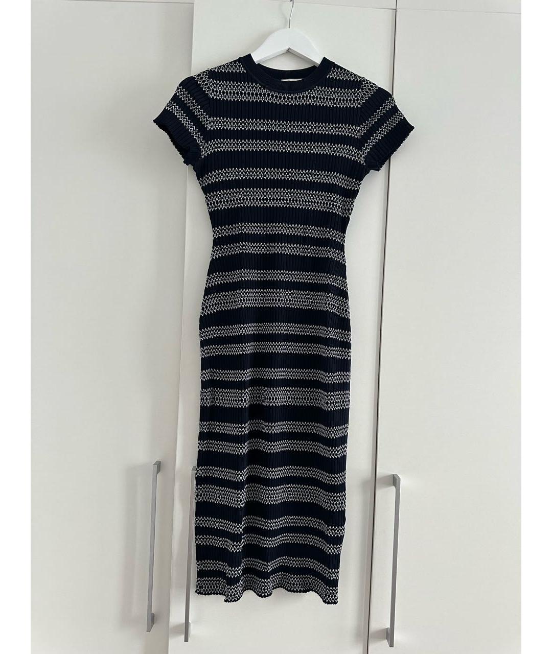 ALEXANDER MCQUEEN Темно-синее вискозное повседневное платье, фото 7