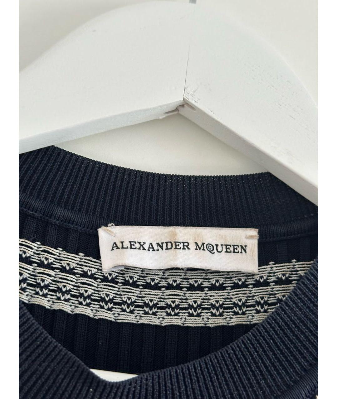 ALEXANDER MCQUEEN Темно-синее вискозное повседневное платье, фото 3