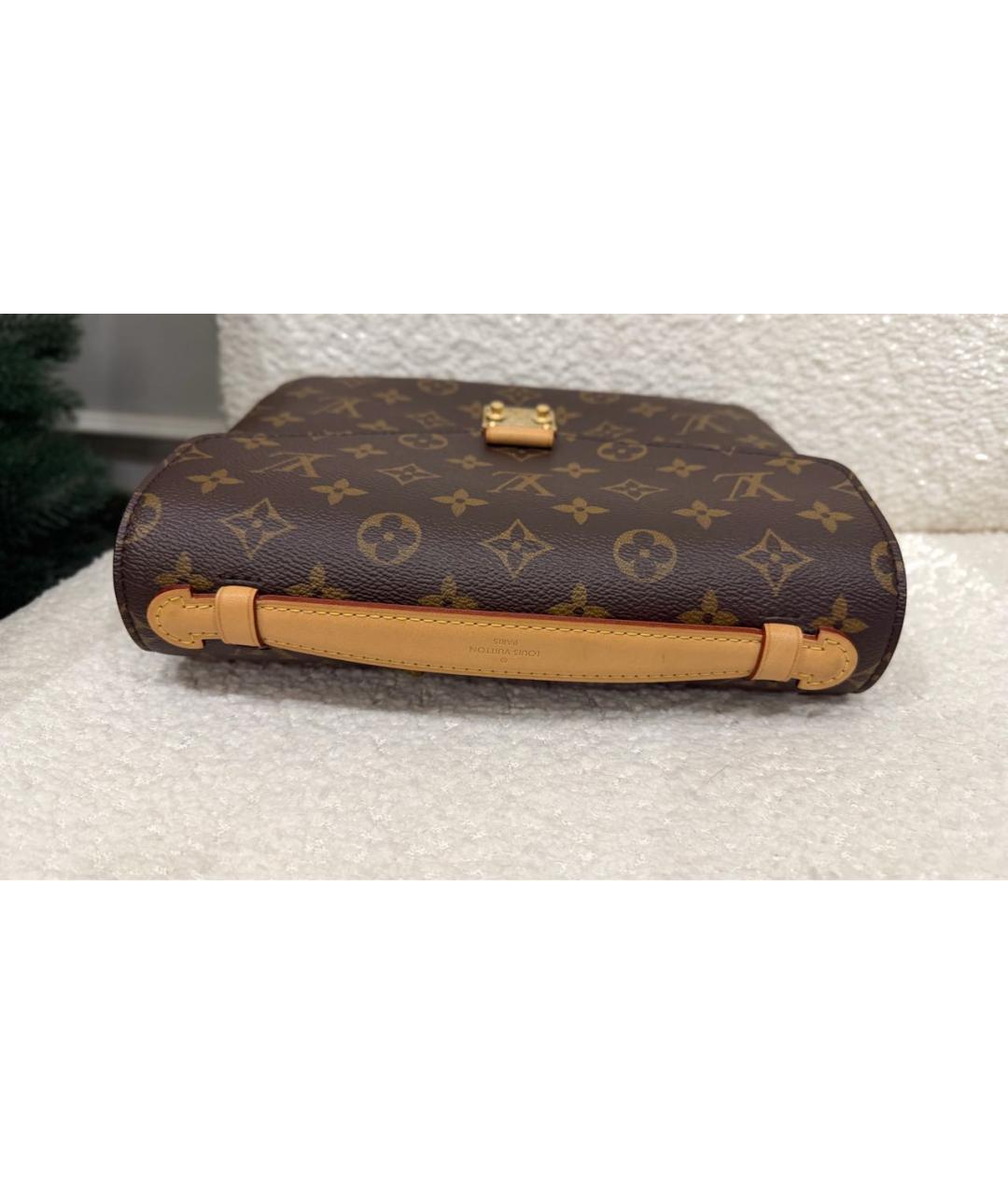 LOUIS VUITTON Коричневая кожаная сумка через плечо, фото 5