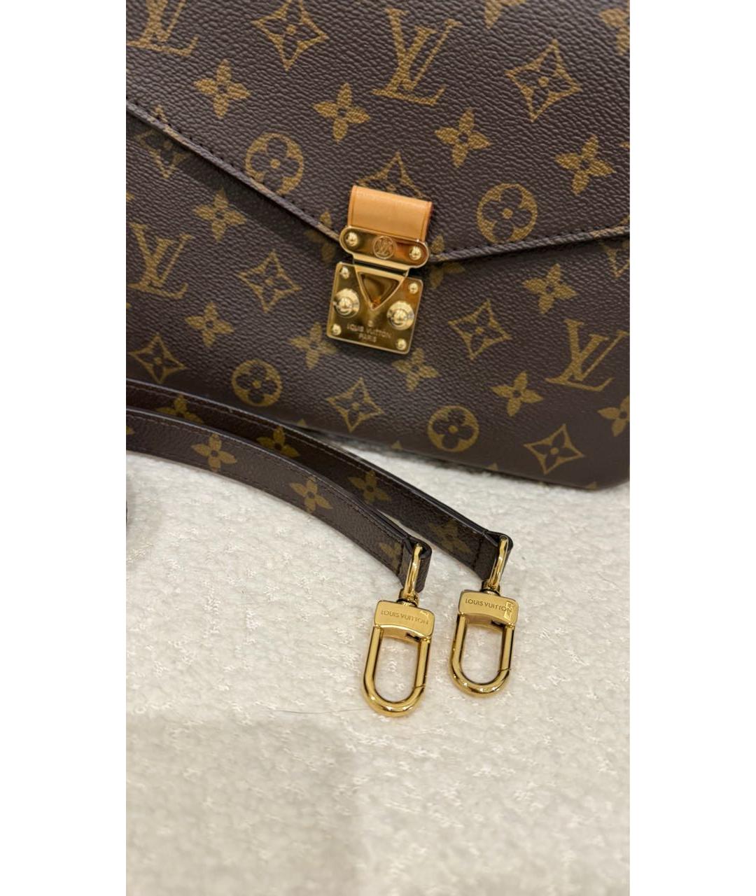 LOUIS VUITTON Коричневая кожаная сумка через плечо, фото 6