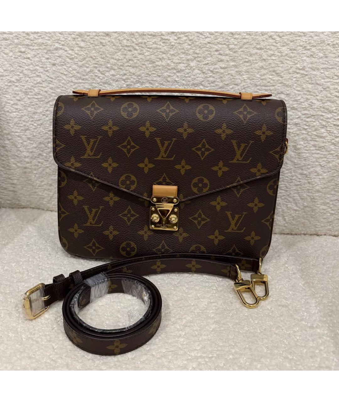 LOUIS VUITTON Коричневая кожаная сумка через плечо, фото 8