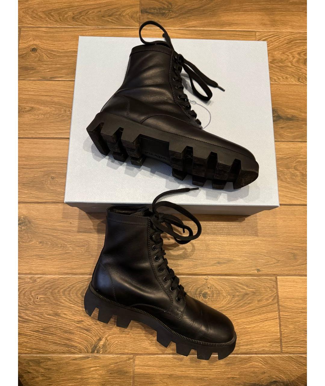 PRADA Черные кожаные ботинки, фото 4