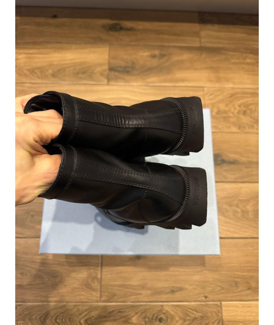PRADA Черные кожаные ботинки, фото 5