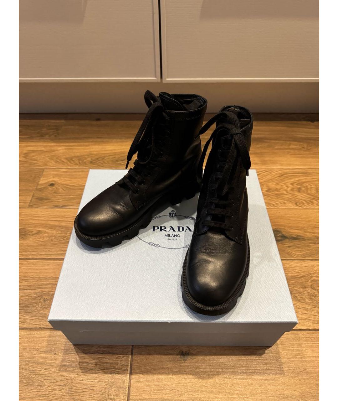 PRADA Черные кожаные ботинки, фото 2