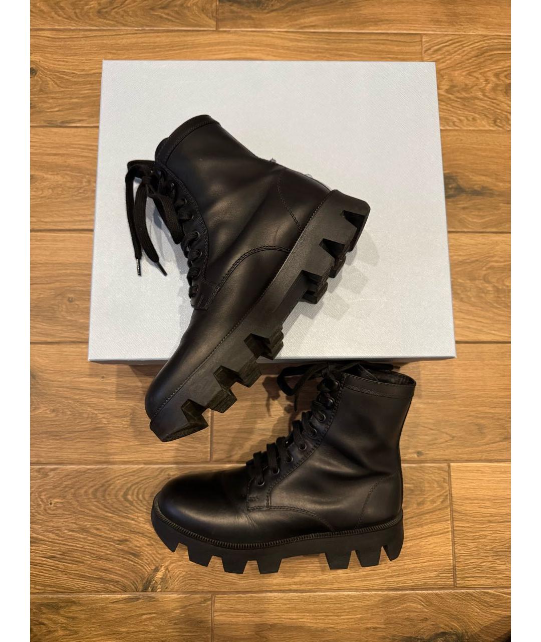 PRADA Черные кожаные ботинки, фото 3