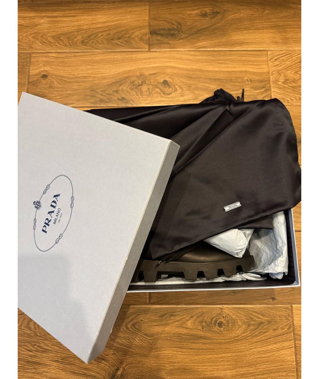 PRADA Черные кожаные ботинки, фото 7