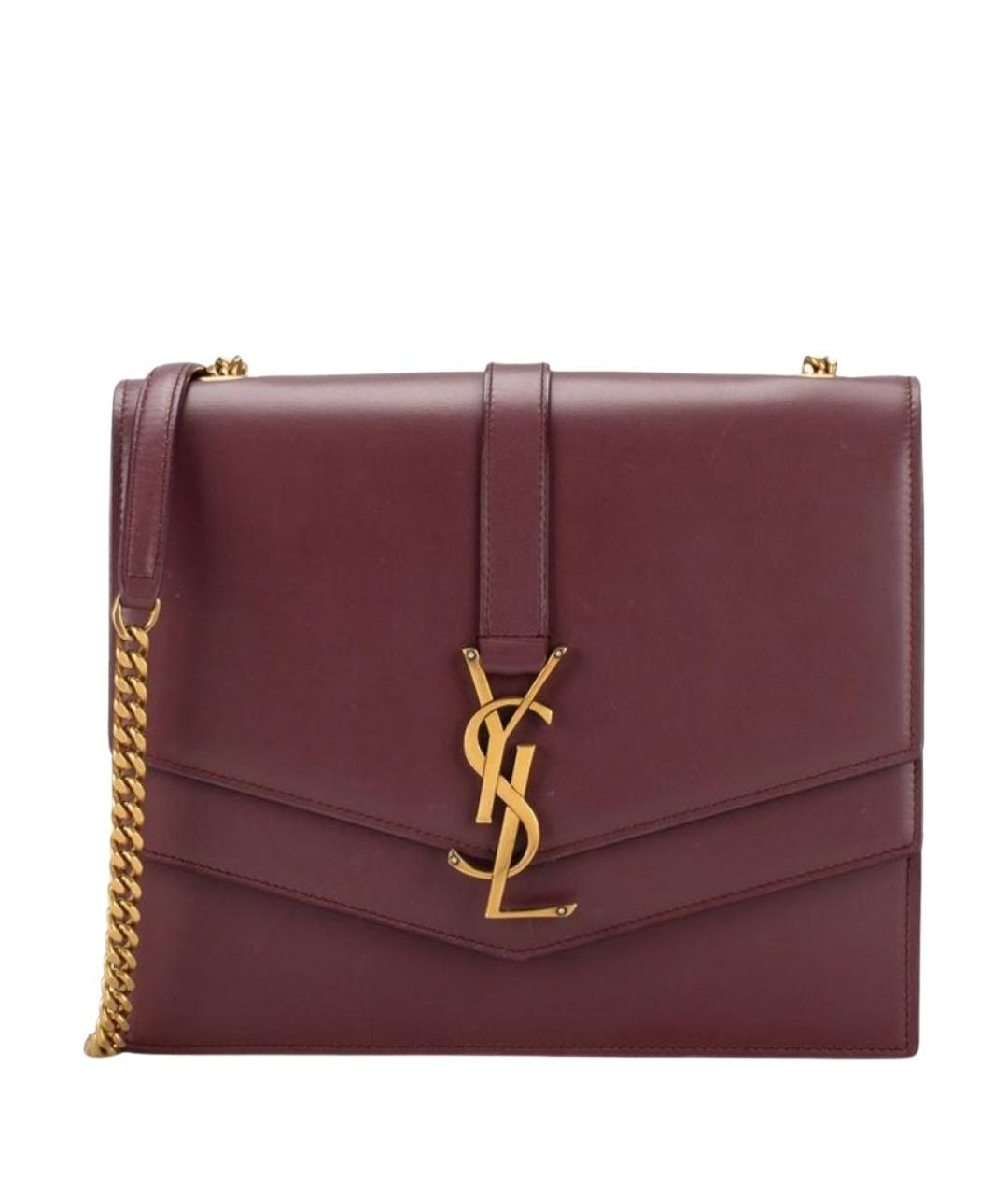 SAINT LAURENT Бордовая кожаная сумка через плечо, фото 1