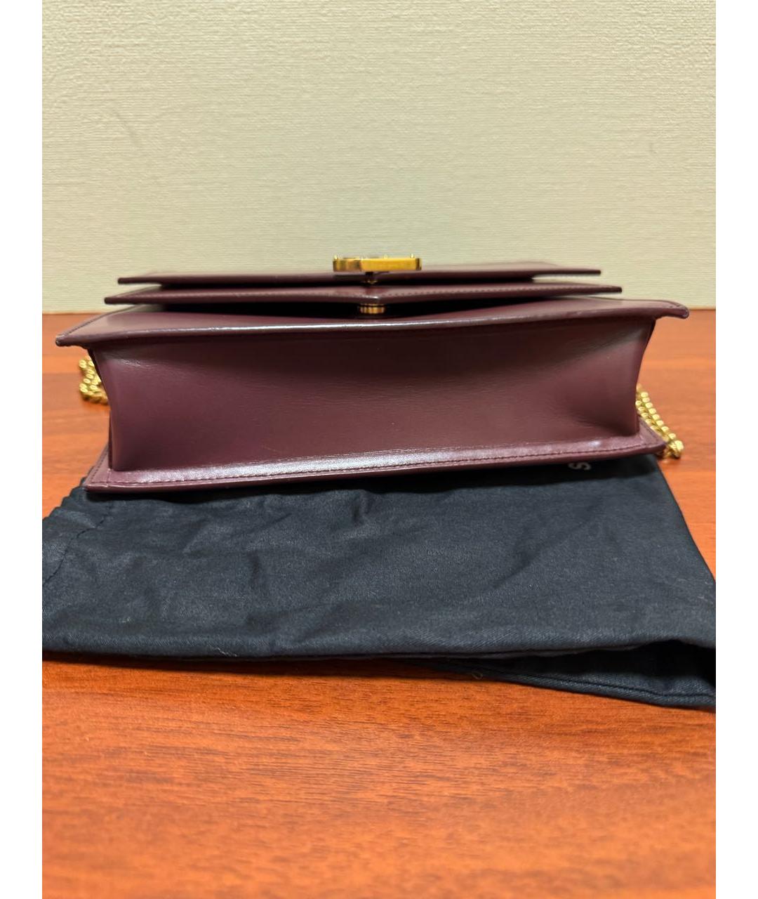 SAINT LAURENT Бордовая кожаная сумка через плечо, фото 3