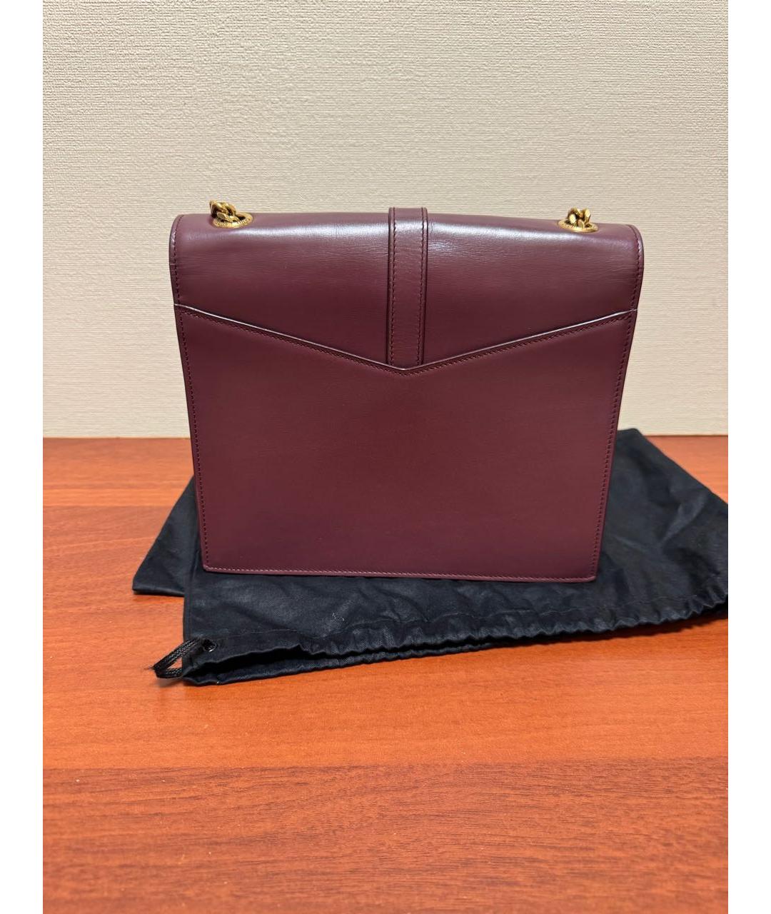SAINT LAURENT Бордовая кожаная сумка через плечо, фото 7