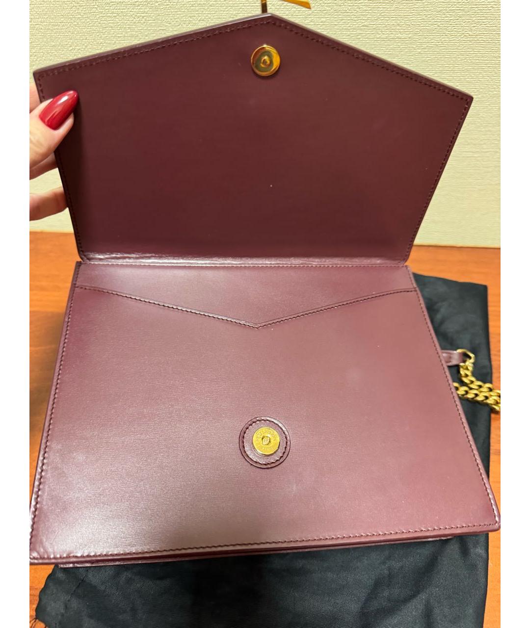 SAINT LAURENT Бордовая кожаная сумка через плечо, фото 5