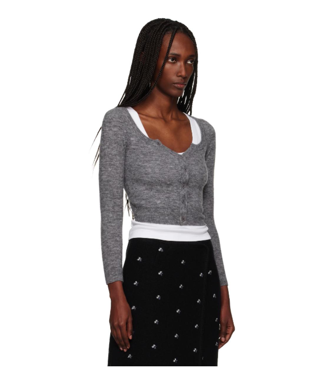 SHUSHU/TONG Серый шерстяной кардиган, фото 3