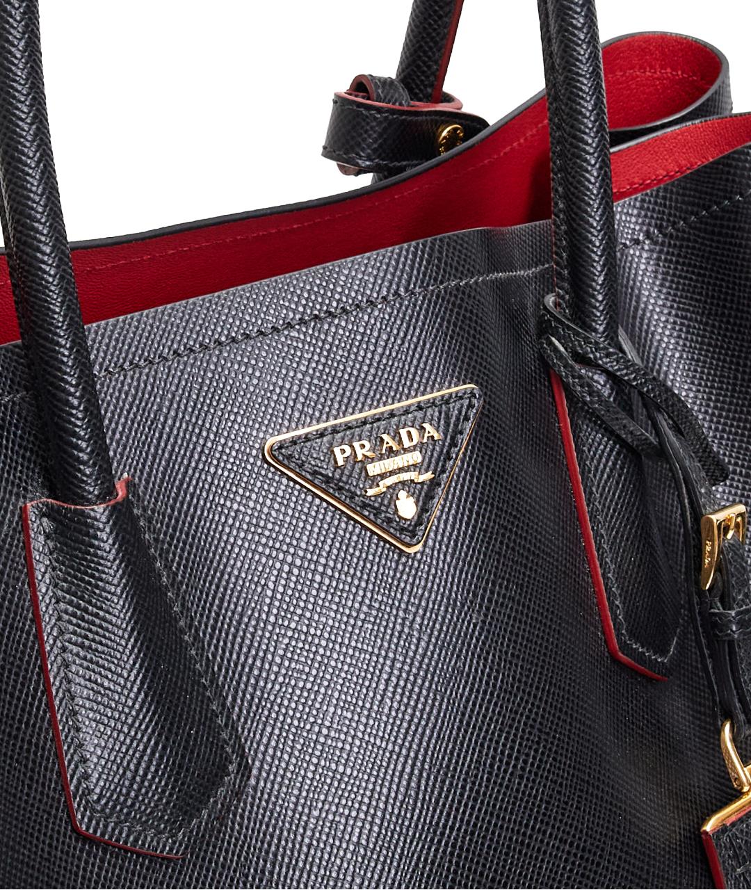 PRADA Черная кожаная сумка тоут, фото 5
