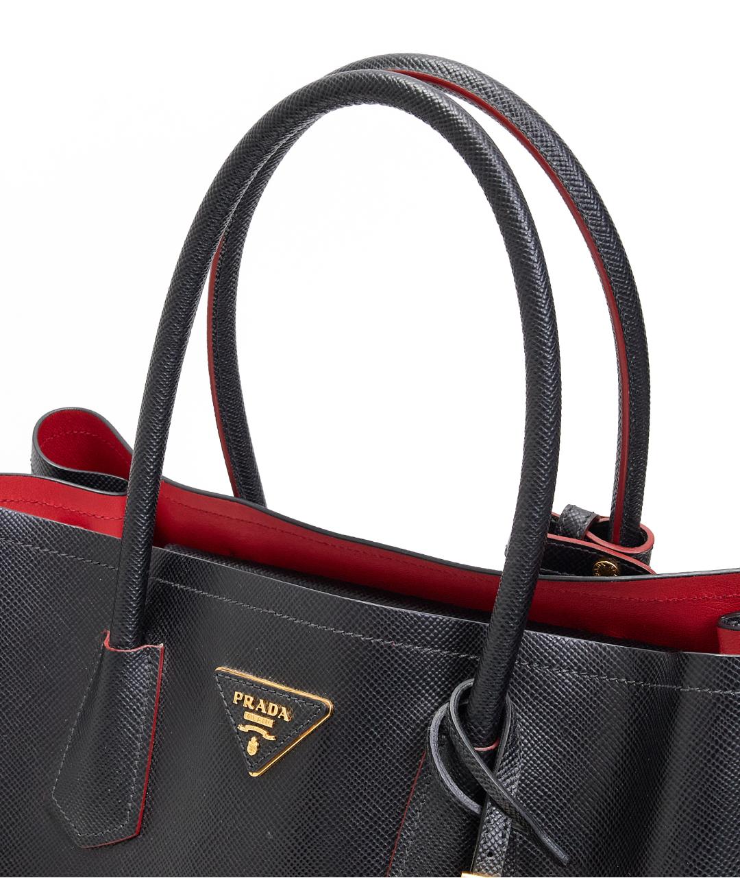 PRADA Черная кожаная сумка тоут, фото 4