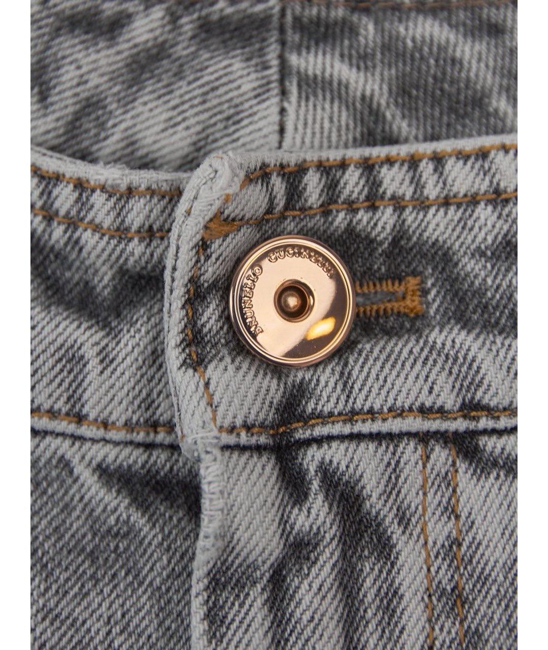 BRUNELLO CUCINELLI Серые хлопковые джинсы слим, фото 3