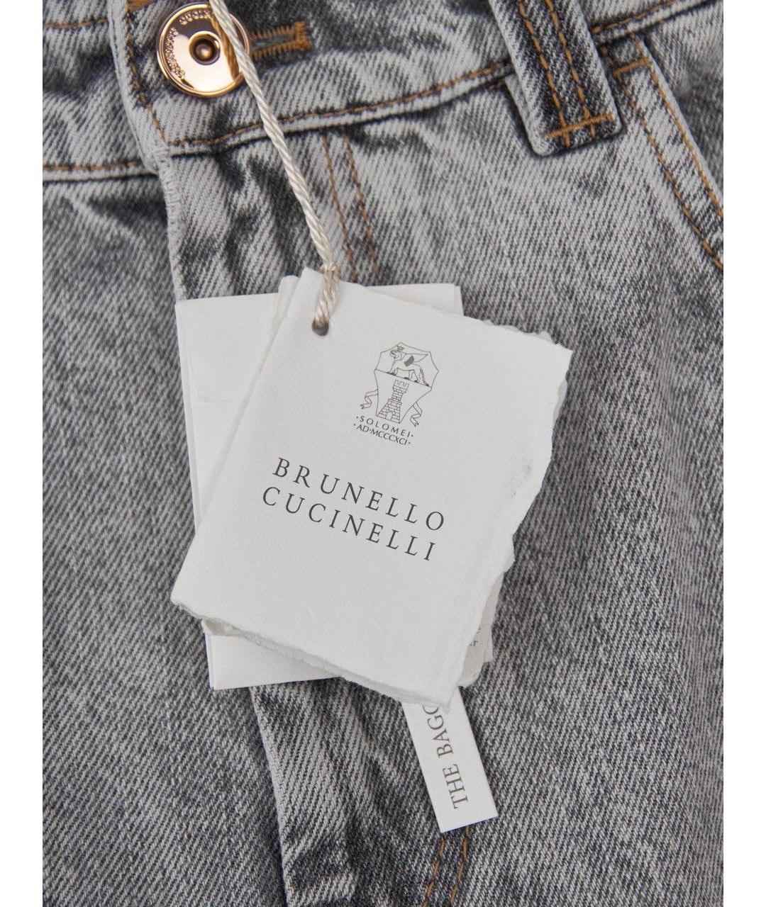 BRUNELLO CUCINELLI Серые хлопковые джинсы слим, фото 4
