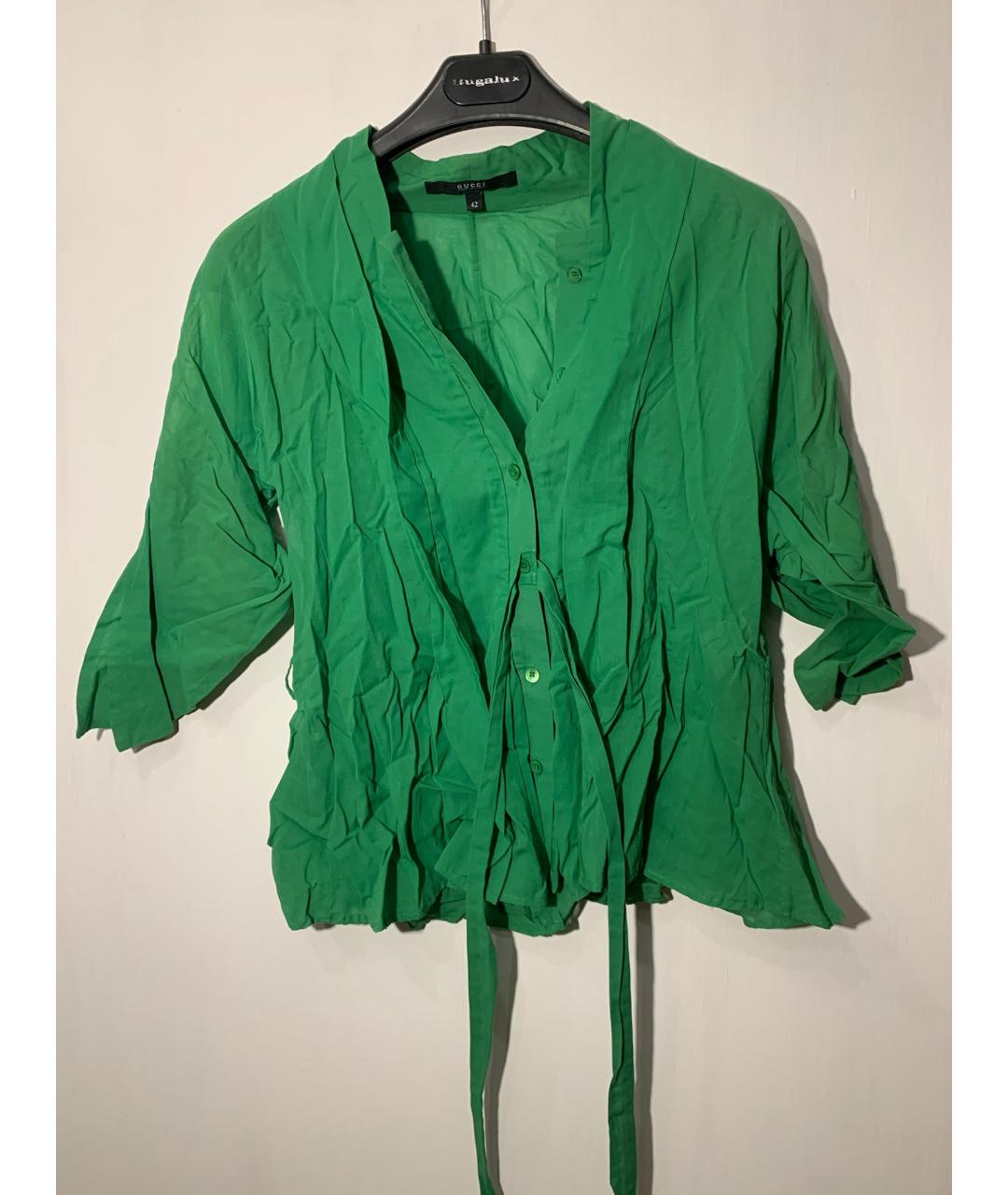 GUCCI Зеленая хлопковая блузы, фото 10