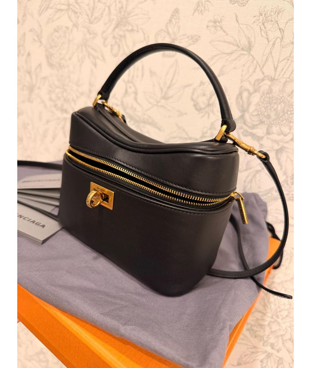 BALENCIAGA Черная кожаная сумка с короткими ручками, фото 2