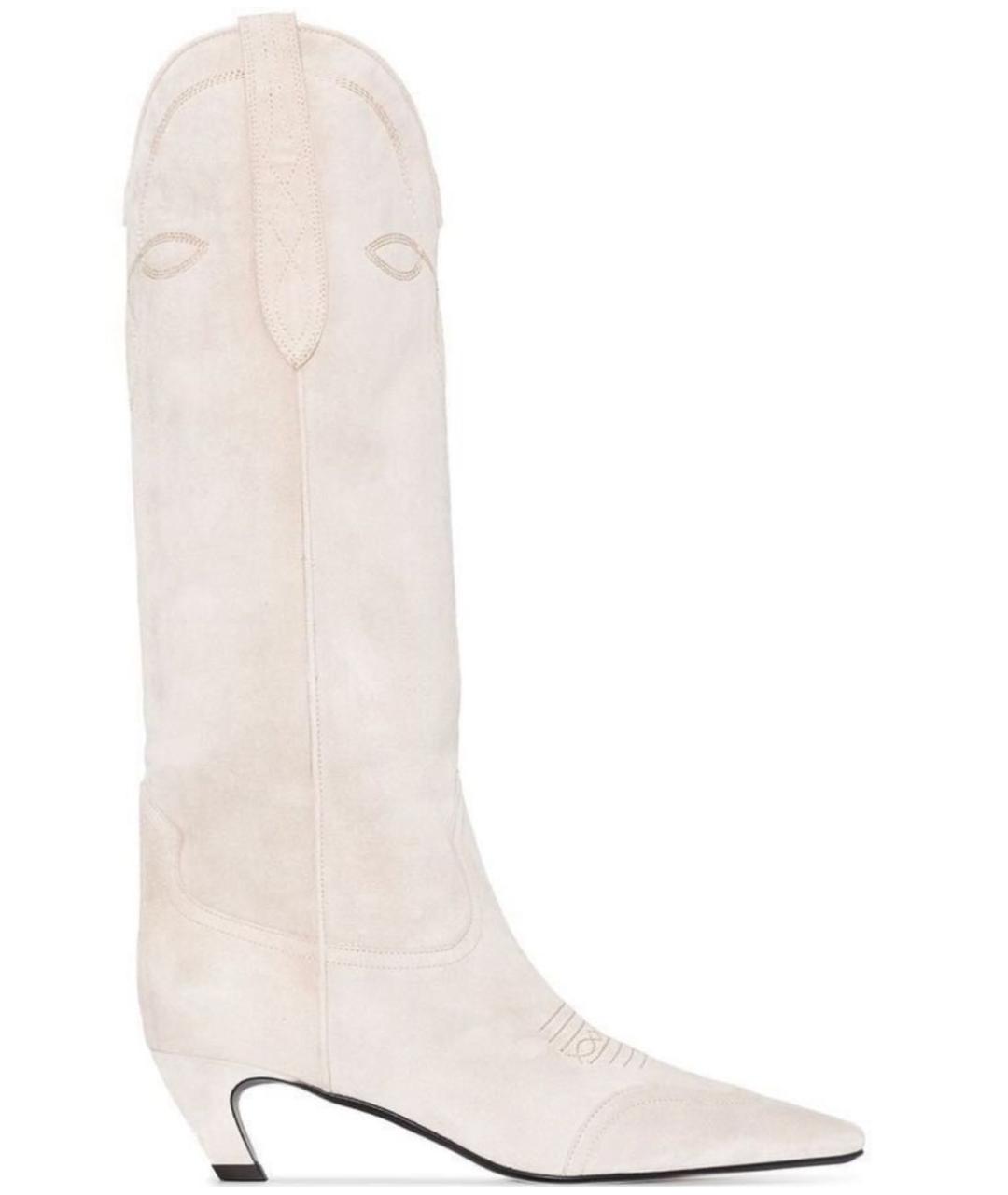 KHAITE Бежевые замшевые сапоги, фото 2