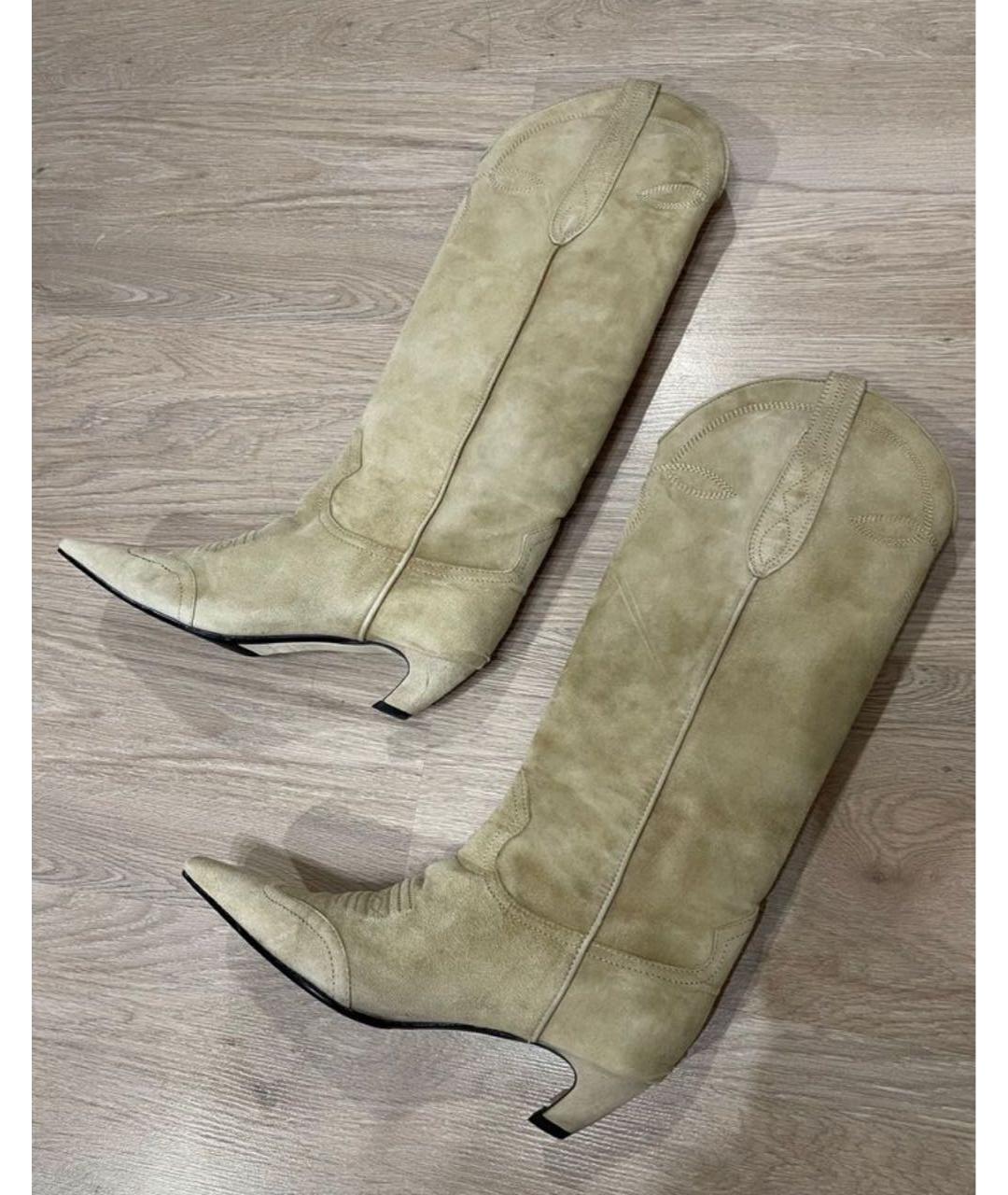 KHAITE Бежевые замшевые сапоги, фото 6
