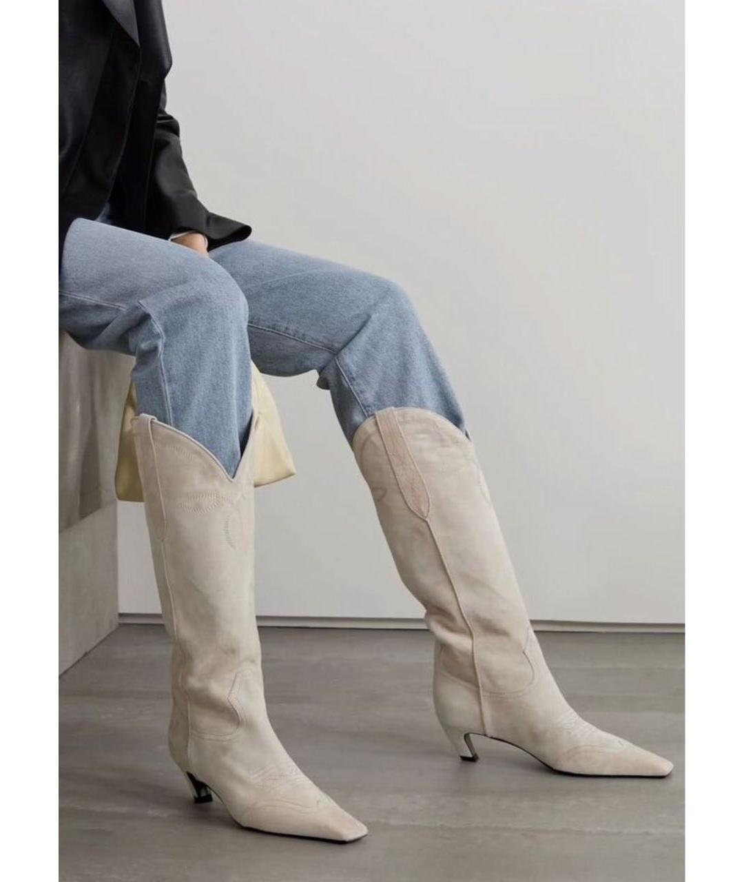 KHAITE Бежевые замшевые сапоги, фото 4