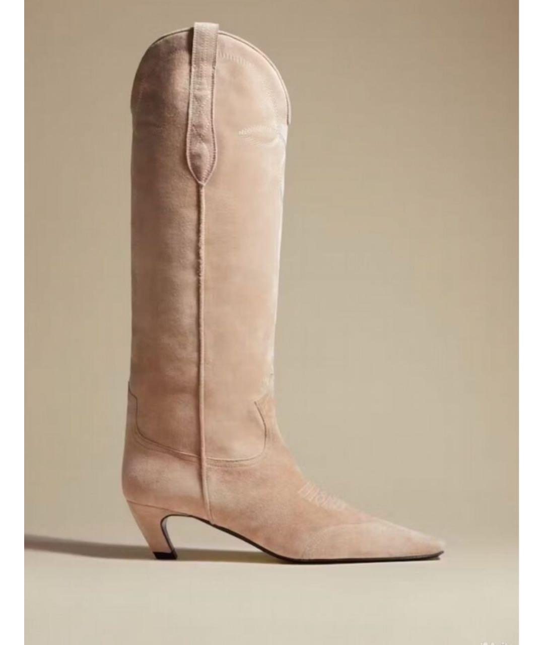 KHAITE Бежевые замшевые сапоги, фото 9