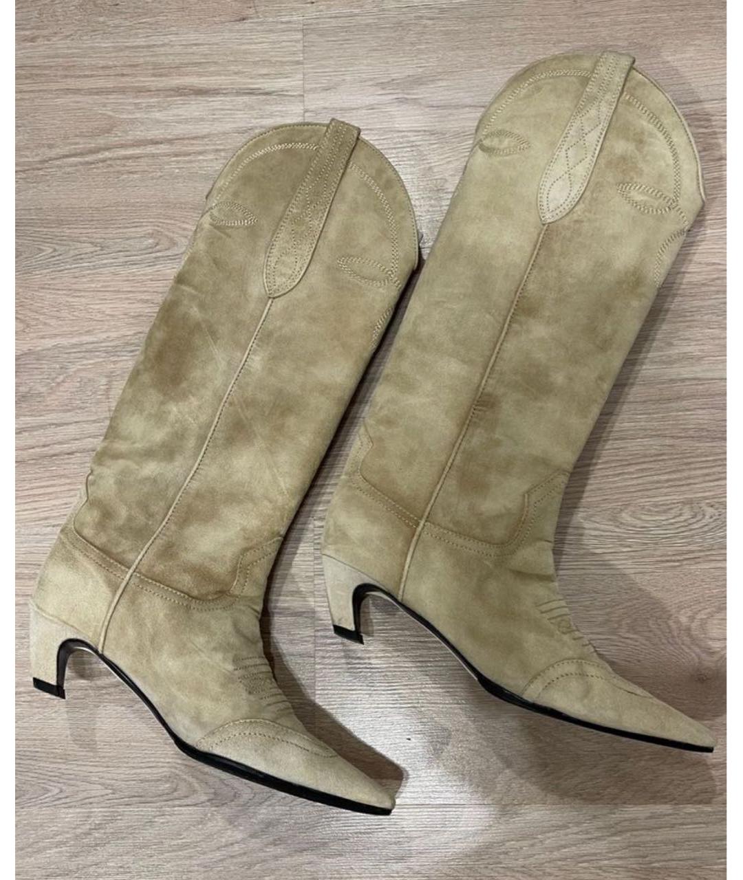 KHAITE Бежевые замшевые сапоги, фото 5