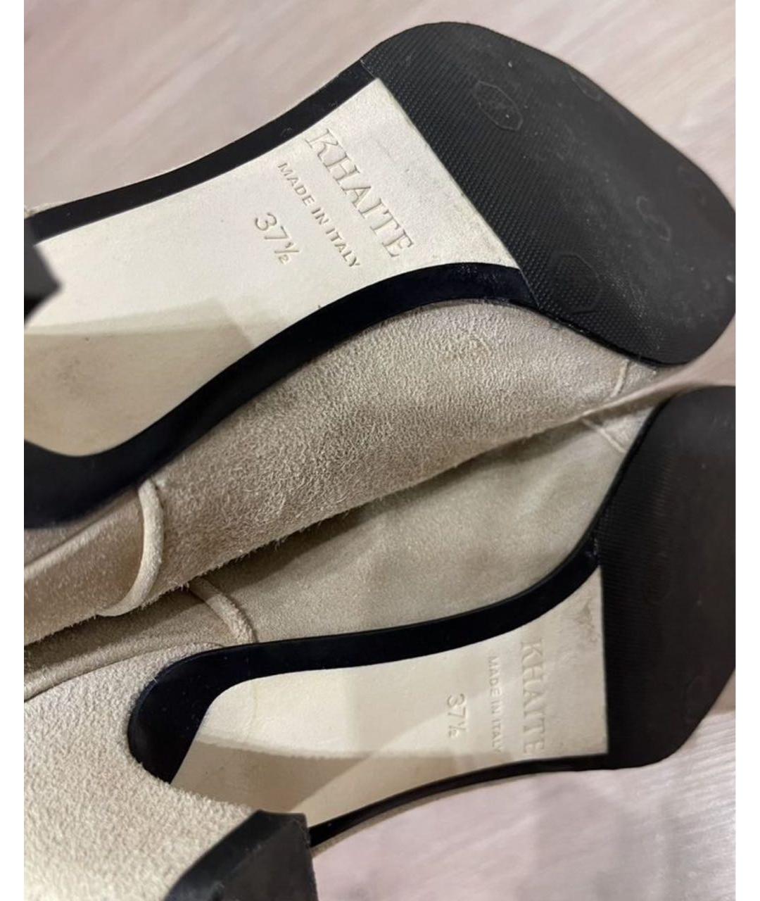 KHAITE Бежевые замшевые сапоги, фото 8