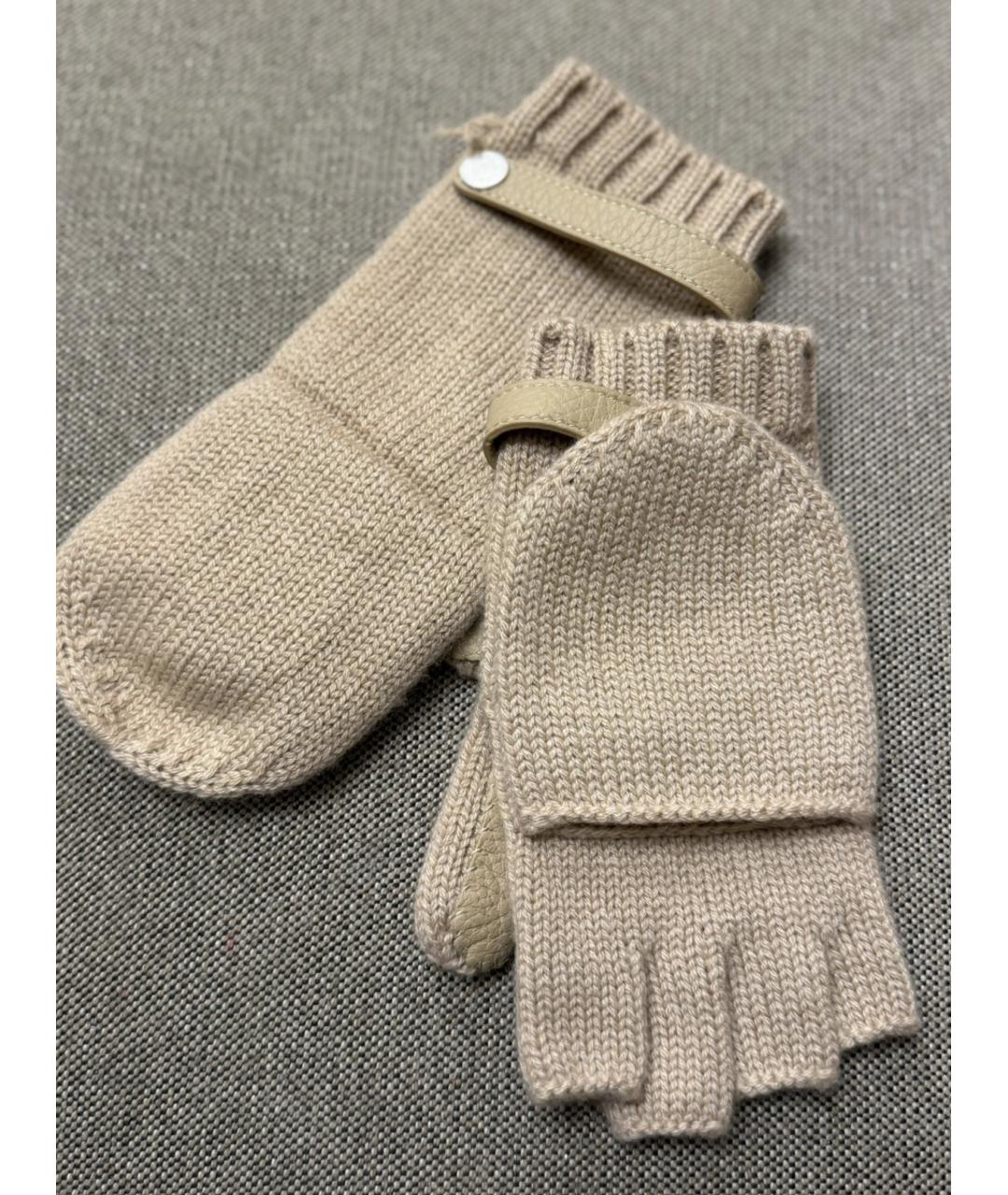 HERMES Бежевые кашемировые перчатки, фото 2